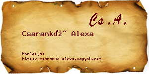 Csarankó Alexa névjegykártya